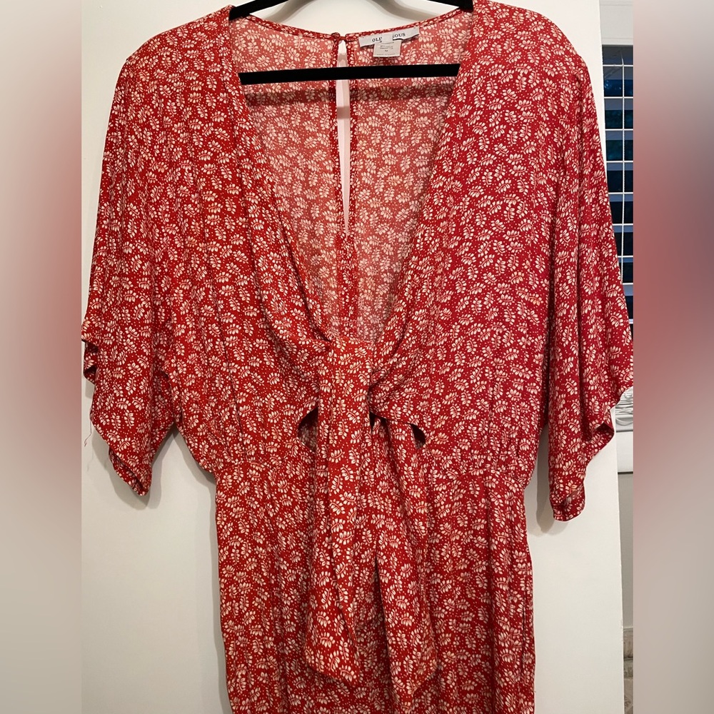 Olivaceous jumpsuit with tie front